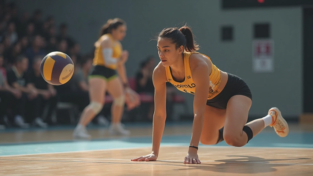 A volleyball player performs an advanced defensive skill